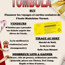TOMBOLA au profit de l'école Madeleine Vernet