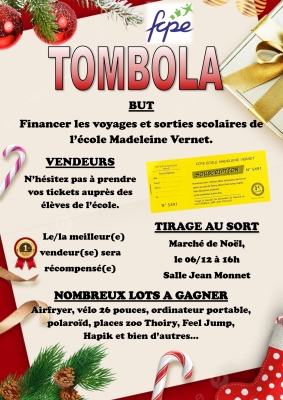 TOMBOLA au profit de l'école Madeleine Vernet